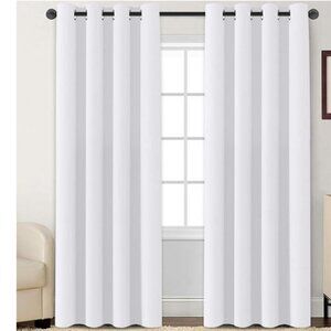 Flamingo P Pure White Curtains 84" x 52" Four Panels